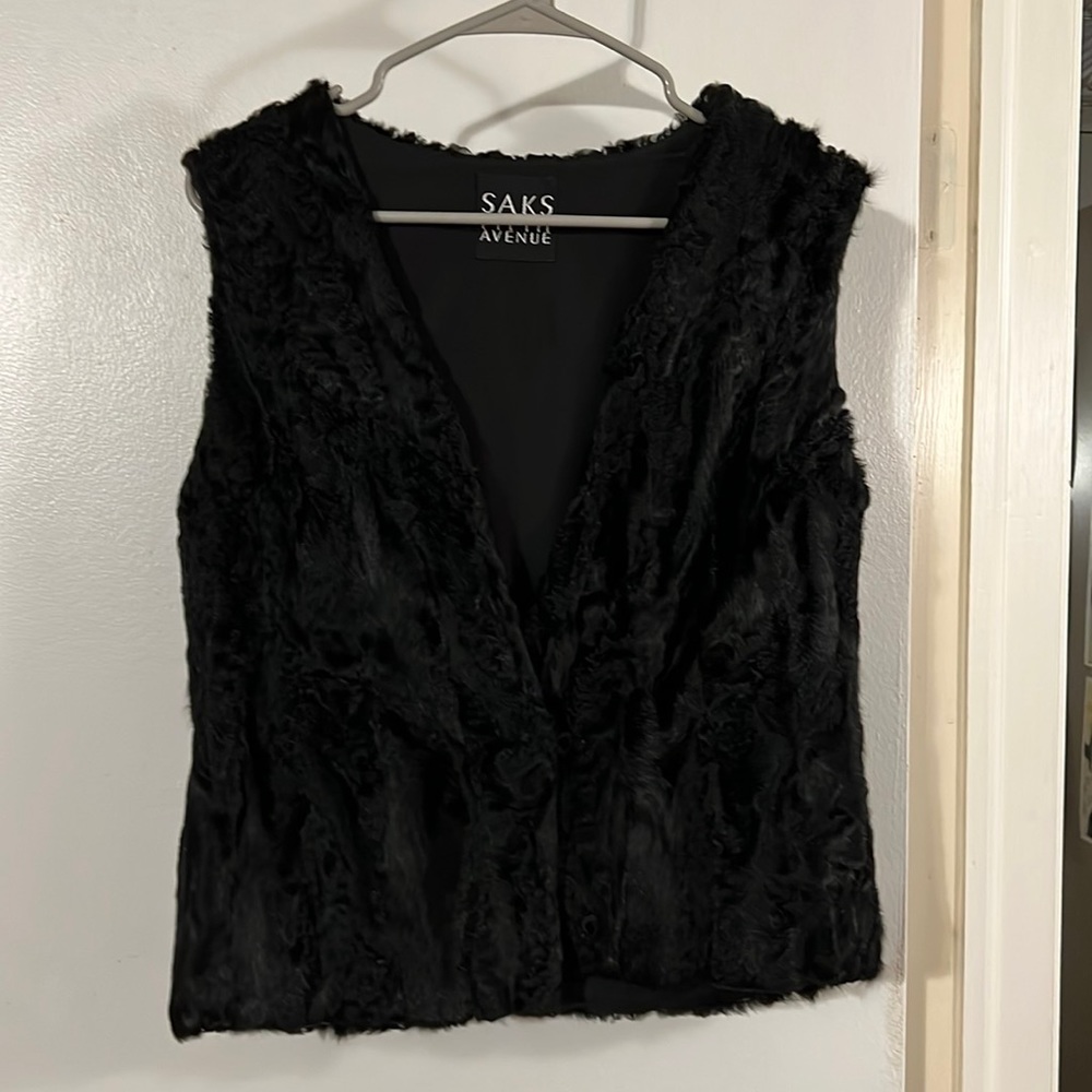 Saks Fifth Avenue black Persian lamb vest